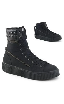 Promo 😍 Demonia SNEEKER-270 Black Canvas Zipper Creeper 👟 Sneakers 🔔