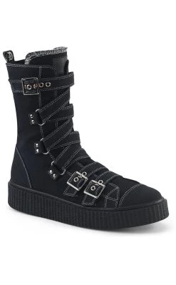 Budget 🔥 Demonia SNEEKER-318 Black Canvas 👟 Sneakers [AU Stock] ⭐