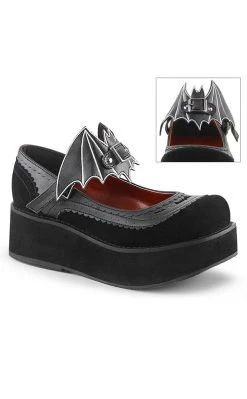 Best Sale ⌛ Demonia SPRITE-09 Black Vegan Leather Platform Mary Janes 😀