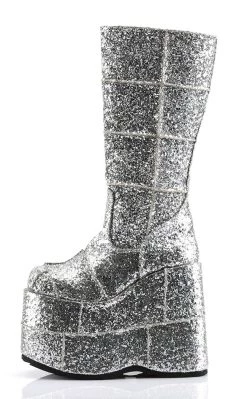 Cheapest 🎉 Demonia STACK-301G Silver Glitter Platform 🥾 Boots 🤩 -gothic-alternative-shoes Shop STACK 301G Silver Glitter Platform Boots Demonia 3 650x