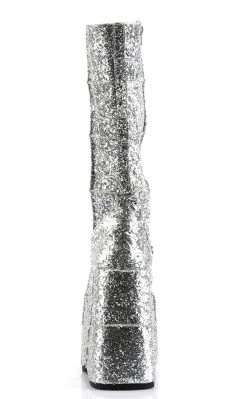 Cheapest 🎉 Demonia STACK-301G Silver Glitter Platform 🥾 Boots 🤩 -gothic-alternative-shoes Shop STACK 301G Silver Glitter Platform Boots Demonia 4 650x