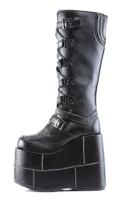 Best Pirce 🥰 Demonia STACK-308 Black Vegan Leather Platform 🥾 Boots 👏 -gothic-alternative-shoes Shop STACK 308 Black Vegan Leather Platform Boots Demonia 3 650x