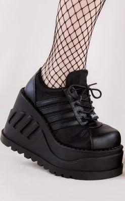 Outlet 👍 Demonia STOMP-08 Black Vegan Leather Platform 👟 Sneakers (Au Stock) 🎁 -gothic-alternative-shoes Shop STOMP 08 Black Vegan Leather Platform Sneakers Au Stock Demonia 3 650x