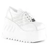 Cheap 🔔 Demonia STOMP-08 White Vegan Leather Platform 👟 Sneakers 🌟