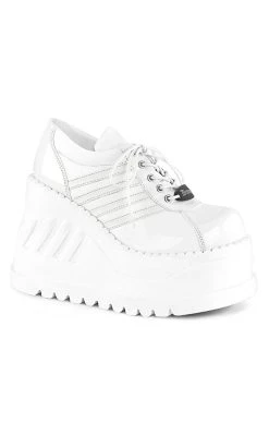 Cheap 🔔 Demonia STOMP-08 White Vegan Leather Platform 👟 Sneakers 🌟