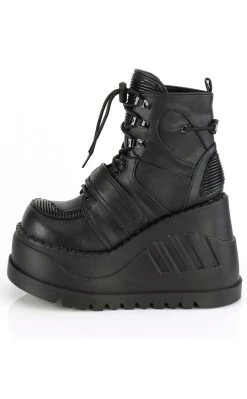 Coupon 👍 Demonia STOMP-13 Black Vegan Leather Platform Ankle 🥾 Boots 🧨 -gothic-alternative-shoes Shop STOMP 13 Black Vegan Leather Platform Ankle Boots Demonia 3 650x