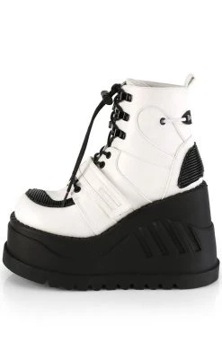 Cheap 🔔 Demonia STOMP-13 White Vegan Leather Platform Ankle 🥾 Boots 🎉 -gothic-alternative-shoes Shop STOMP 13 White Vegan Leather Platform Ankle Boots Demonia 3 650x