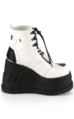Cheap 🔔 Demonia STOMP-13 White Vegan Leather Platform Ankle 🥾 Boots 🎉 -gothic-alternative-shoes Shop STOMP 13 White Vegan Leather Platform Ankle Boots Demonia 5 650x