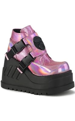 Buy 😉 Demonia STOMP-15 Pink Holographic Platform 👟 Sneakers 🔔