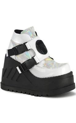 Coupon ❤️ Demonia STOMP-15 White Holographic Platform 👟 Sneakers 🎉