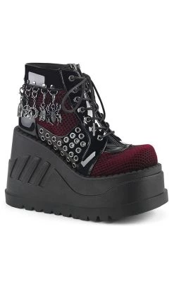 Wholesale ⭐ Demonia STOMP-18 Burgundy Velvet Platform Ankle 🥾 Boots 🎁
