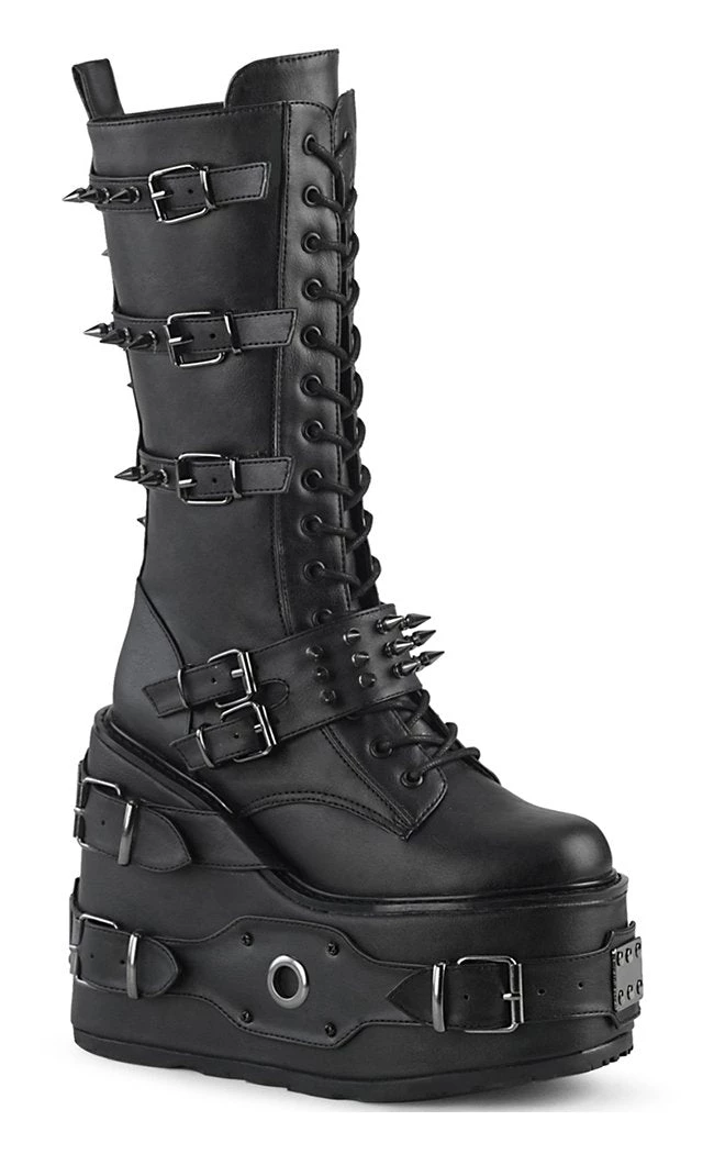 New π Demonia SWING-327 Black Vegan Leather Platform Knee High π₯Ύ Boots π 1 New π Demonia SWING-327 Black Vegan Leather Platform Knee High π₯Ύ Boots π