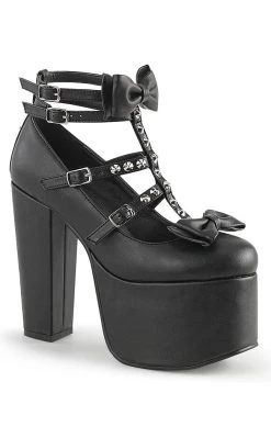 Best Sale 😀 Demonia TORMENT-600 Black Vegan Leather Platform Mary Jane 👠 Heels ⌛
