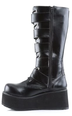 Best Sale ⌛ Demonia TRASHVILLE-518 Black Vegan Leather Platform Knee High 🥾 Boots 💯 -gothic-alternative-shoes Shop TRASHVILLE 518 Black Vegan Leather Platform Knee High Boots Demonia 5 650x