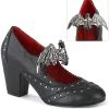 Coupon 💯 Demonia VIVIKA-32 Black Vegan Leather Studded Bat Mary Jane 👠 Heels 🤩