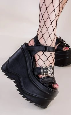 Coupon 👍 Demonia WAVE-13 Black Vegan Leather Platform 🩴 Sandals ✔️ -gothic-alternative-shoes Shop WAVE 13 Black Vegan Leather Platform Sandals Demonia 4 650x
